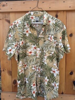 J. Crew Tan Floral Hawaiian Button-Down Shirt